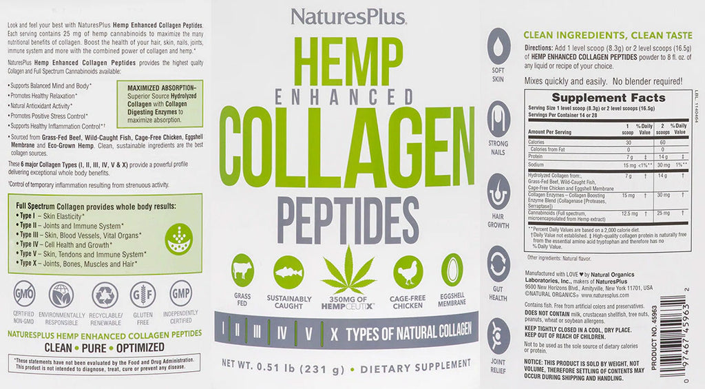 NaturesPlus Hemp Enhanced Collagen Peptides